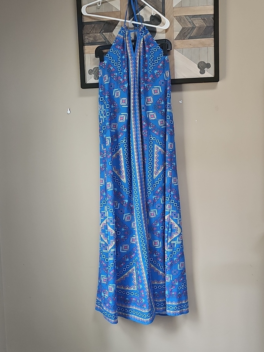 Flying Tomato Blue Geometric Halter Maxi Dress